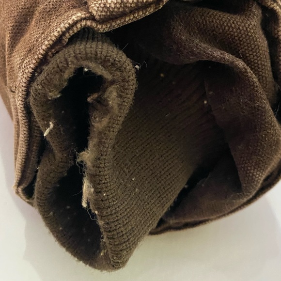 VINTAGE carhartt Dark Brown Sun Faded Canvas Lined Chore Utility Barn Jacket L - Picture 10 of 13
